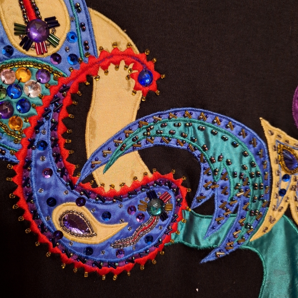 Vintage Jarrods Colorful 90's BEADED Pullover Top Ladies Med ART TEACHER ARTSY - Picture 3 of 6